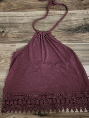 Mauve Halter Camisole with Crochet Hem